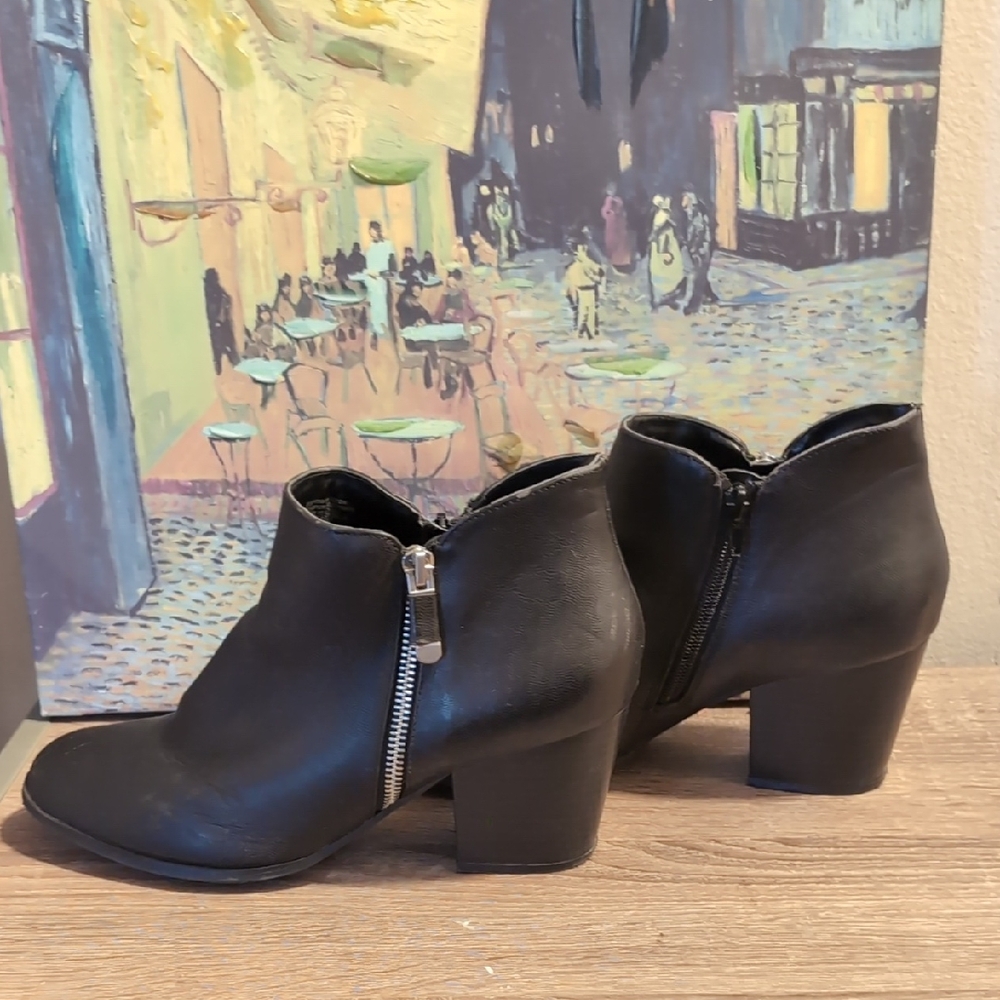 Style & Co Black Ankle Booties with Western Flair
